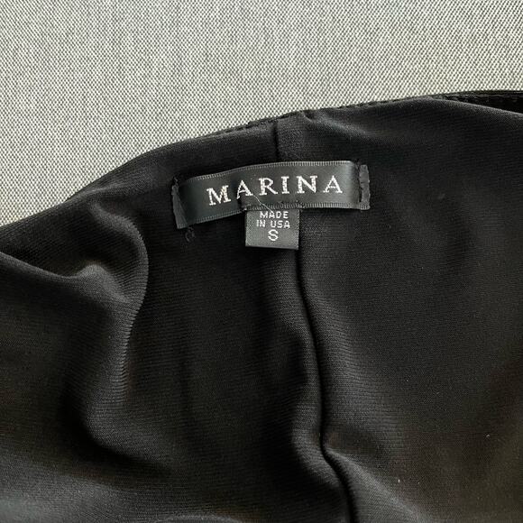 Marina Long V Neck Knot Front High Slit Sleeveless Black Maxi Dress NWT Small - Picture 5 of 15